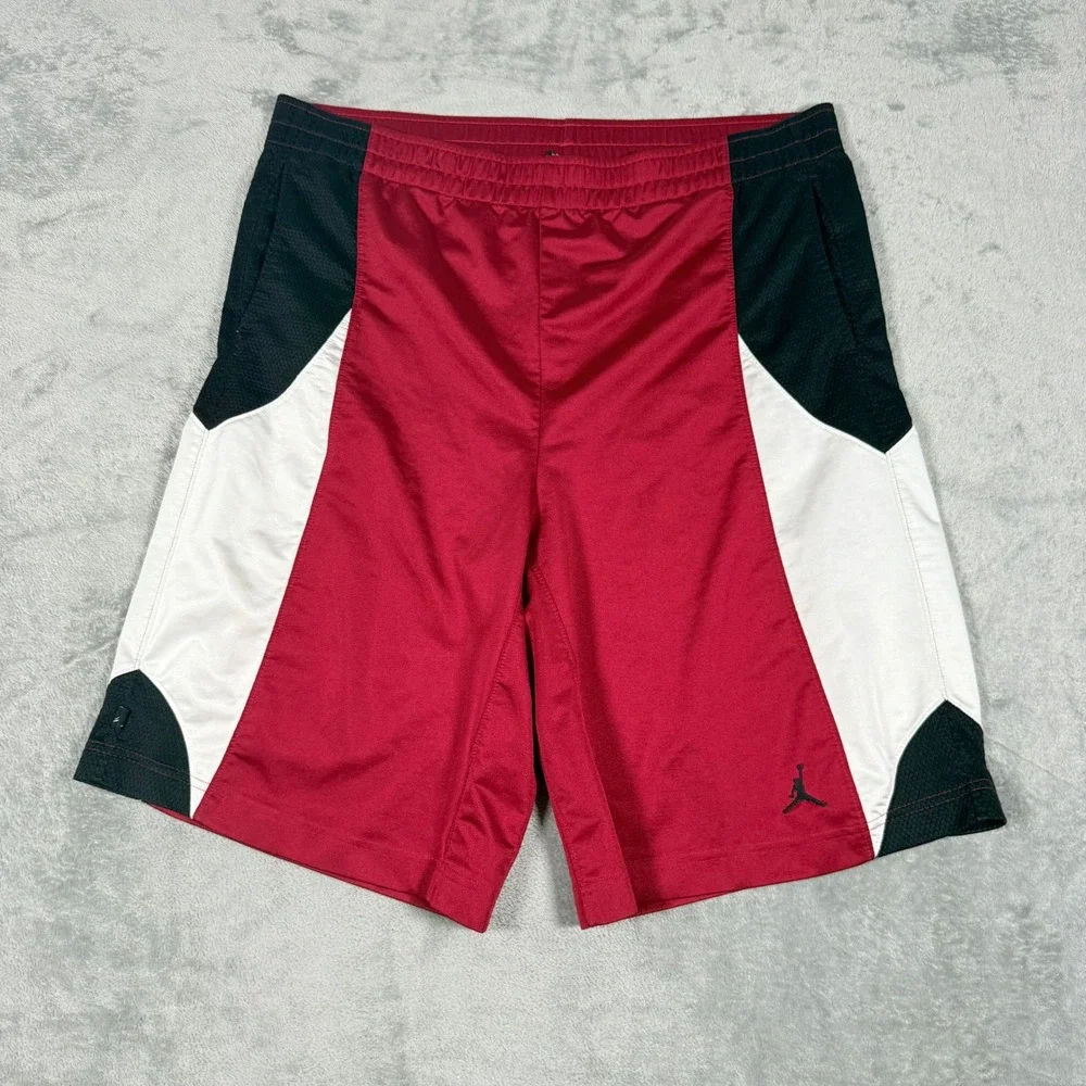 Jordan Mens Large Athletic Shorts Red Black White Colorblock